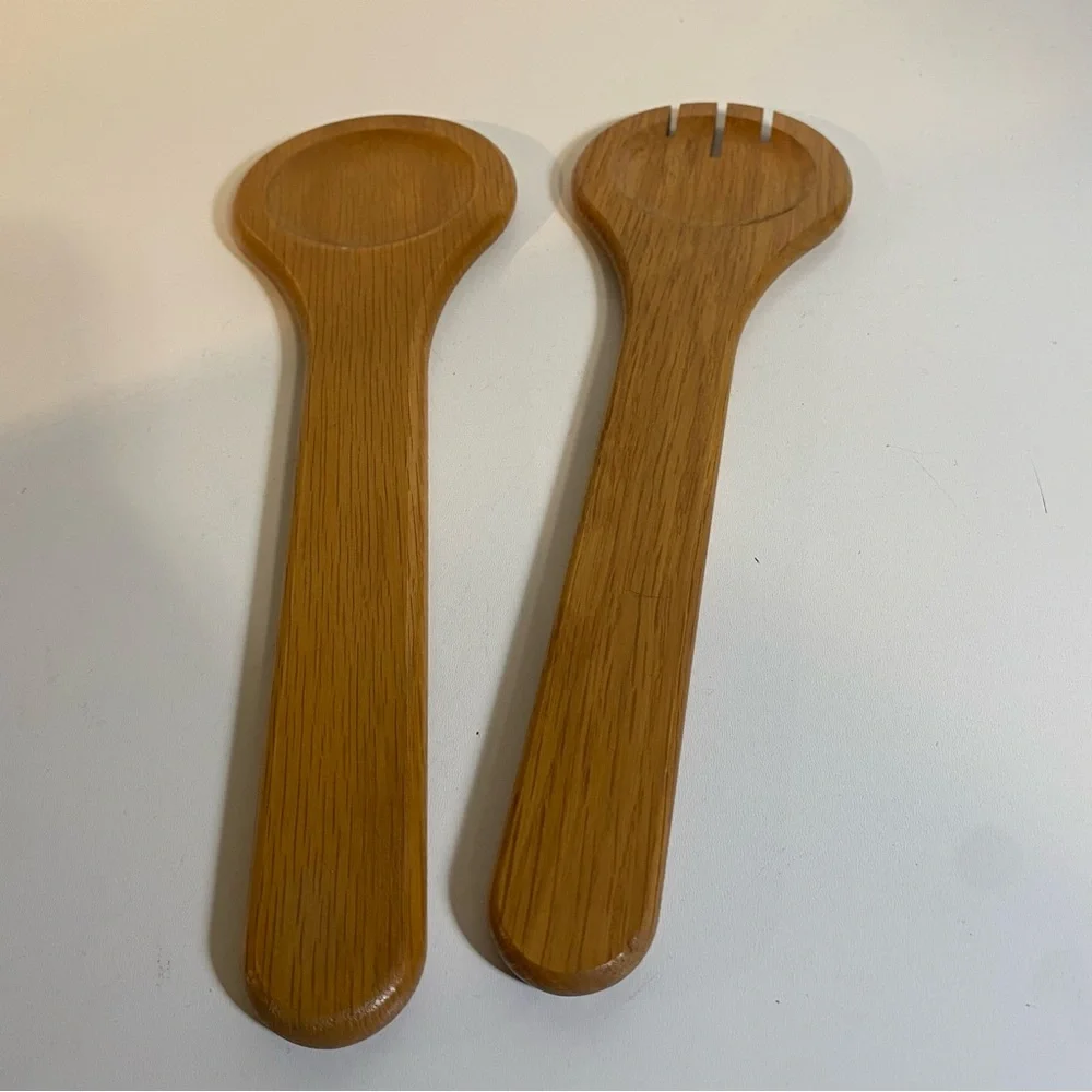 Set Of 2 Wooden Salad Servers Length 12”